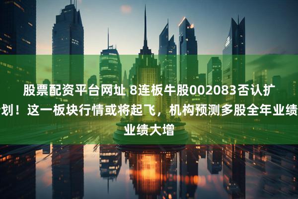 股票配资平台网址 8连板牛股002083否认扩产计划！这一板块行情或将起飞，机构预测多股全年业绩大增